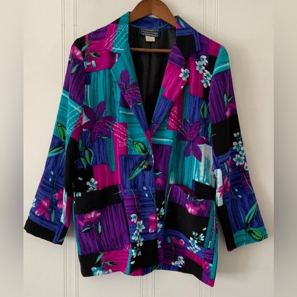 Willow Ridge Jackets & Blazers - Vintage Willow Ridge Blue Purple Teal Black Funky Flashy 80’s Blazer‎ PLUS 1X xl
